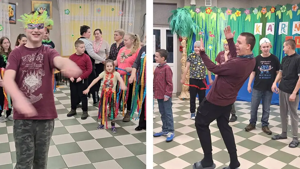 Bal karnawałowy w hawajskich rytmach w Specjalnym Ośrodku Szkolno-Wychowawczym w Bogumiłku.